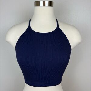 Free People Movement Happiness‎ Runs Crop Tank Top Size XS/S Navy Blue Stretch